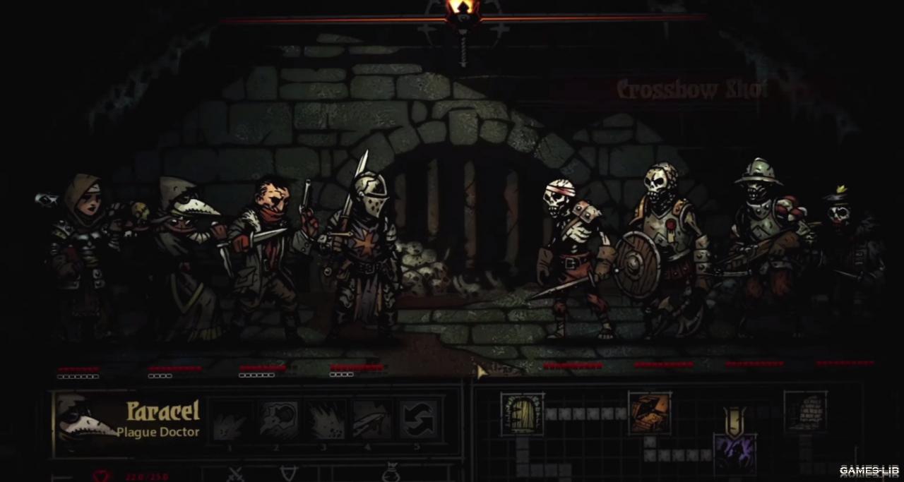 Скриншот Darkest Dungeon: бой в roguelike игре и dungeon-crawler с  подземельями