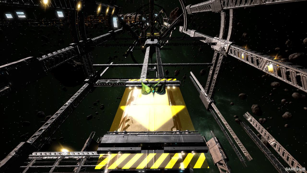 сκpиншοτ X3: Albion Prelude Боронский тяжелый истребитель "Шип" внутри магистрали в системе "Альбион"